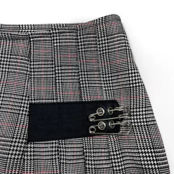 Y2K Serious Los Angeles Plaid Houndstooth Mini Skirt Small Vintage LA Clothing - Picture 11 of 16